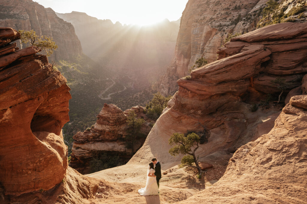 zion elopement, canyon overlook wedding photo